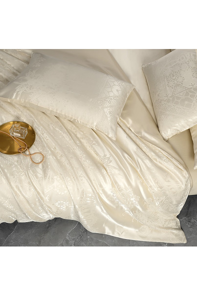 Set of bed linen made of natural silk "Exquisite ivory" 100% silk[100-shelkovaya-naturalnaya-rozovaya-sorochka-samarkand-silk-kiss-samarkand-xs-32-34-1613.jpg]