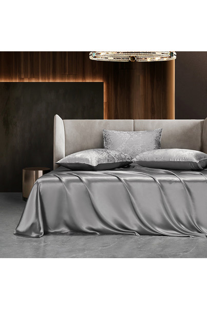 Комплект постельного белья из натурального шелка "Стальной узор" 100% шелк, изображение 7