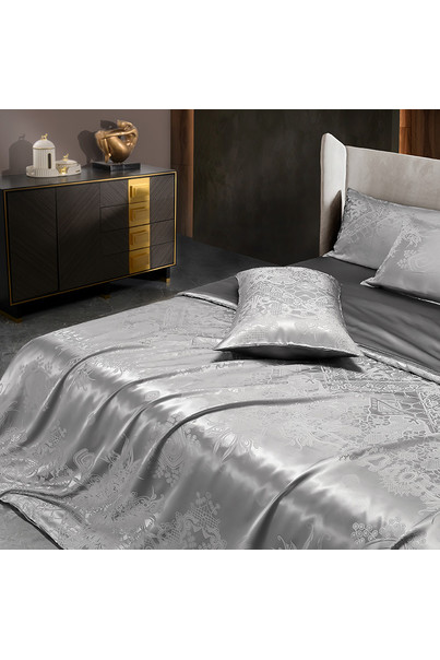 Комплект постельного белья из натурального шелка "Стальной узор" 100% шелк, изображение 9