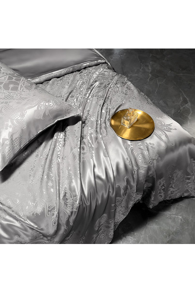 Комплект постельного белья из натурального шелка "Стальной узор" 100% шелк, изображение 13
