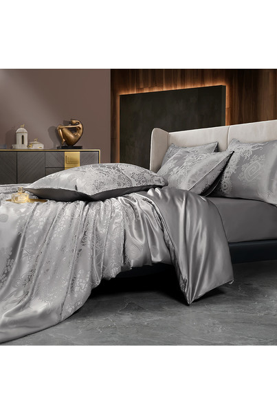Комплект постельного белья из натурального шелка "Стальной узор" 100% шелк, изображение 14