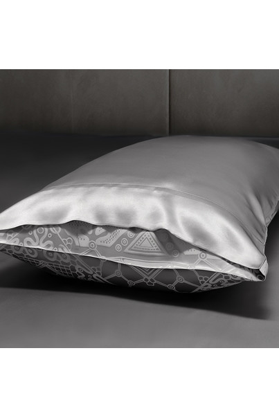 Комплект постельного белья из натурального шелка "Стальной узор" 100% шелк, изображение 4