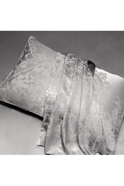 Комплект постельного белья из натурального шелка "Стальной узор" 100% шелк, изображение 10