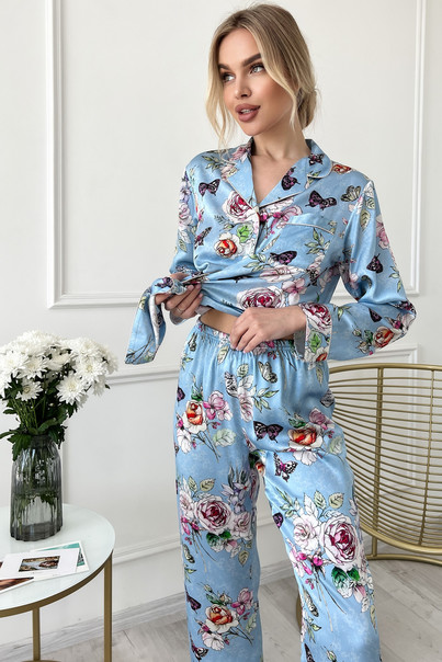 Шелковая женская пижама "Мехико" пудровая TM"Silk Kiss". 100% натуральный  шелк, Размер: XL, изображение 3