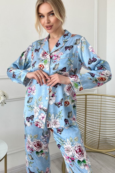 Шелковая женская пижама "Мехико" пудровая TM"Silk Kiss". 100% натуральный  шелк, Размер: XL, изображение 7