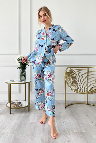 Шелковая женская пижама "Мехико" пудровая TM"Silk Kiss". 100% натуральный  шелк, Размер: XL, изображение 8