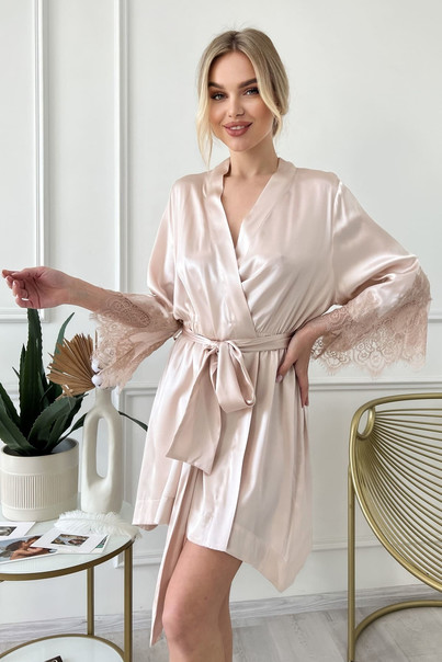 Silk bathrobe "Budva", powdery. TM "Silk Kiss". Natural silk, Size: L[100-shelkovaya-naturalnaya-rozovaya-sorochka-samarkand-silk-kiss-samarkand-xs-32-34-1613.jpg]