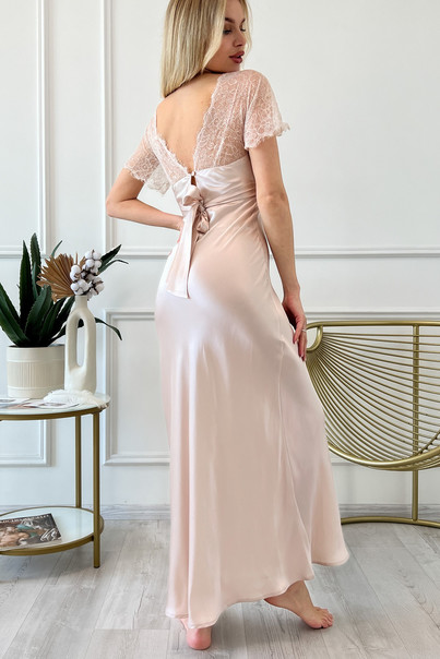 Комбінація шовкова "Лімож", пудрова. TM "Silk Kiss". 100% натуральний шовк, Розмір: XL[100-shelkovaya-naturalnaya-rozovaya-sorochka-samarkand-silk-kiss-samarkand-xs-32-34-1613.jpg]