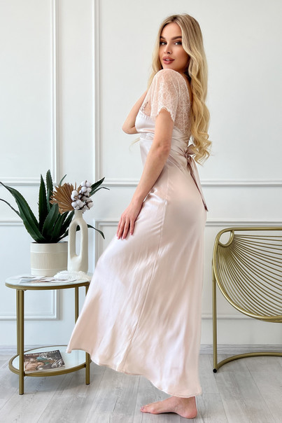 Комбінація шовкова "Лімож", пудрова. TM "Silk Kiss". 100% натуральний шовк, Розмір: XL[100-shelkovaya-naturalnaya-rozovaya-sorochka-samarkand-silk-kiss-samarkand-xs-32-34-1613.jpg]