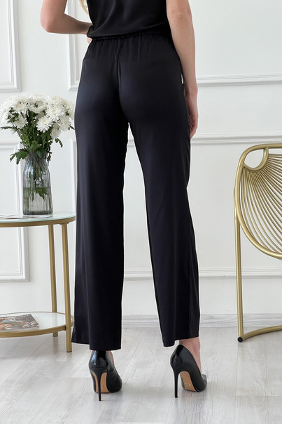 Silk women's trousers, black TM "Silk Kiss"., Size: M[100-shelkovaya-naturalnaya-rozovaya-sorochka-samarkand-silk-kiss-samarkand-xs-32-34-1613.jpg]