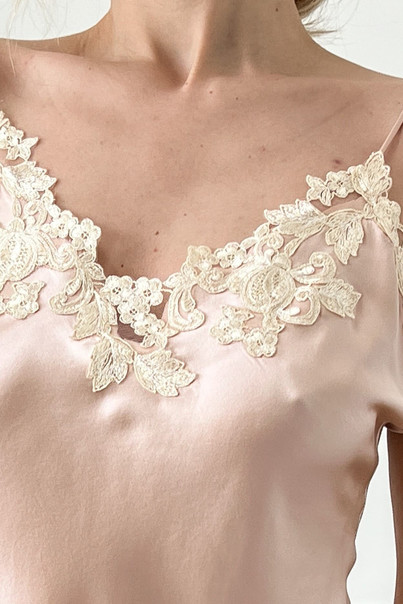 Шелковый топ и шорты. Комплект пижама "Рига" бежевый. TM"Silk Kiss". Натуральный 100% шелк, Размер: M, изображение 3