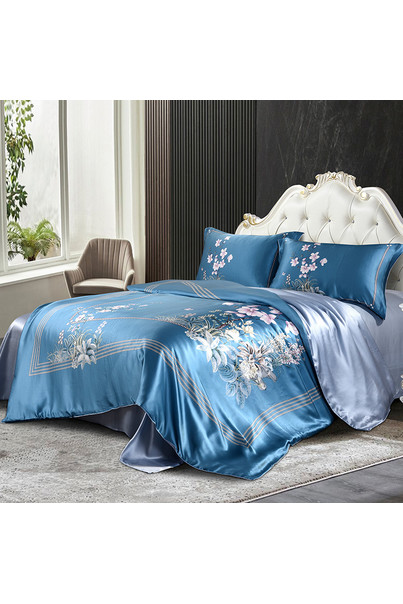 Шовковий комплект постільної білизни Магнолія, синій. 100% натуральний шовк[100-shelkovaya-naturalnaya-rozovaya-sorochka-samarkand-silk-kiss-samarkand-xs-32-34-1613.jpg]