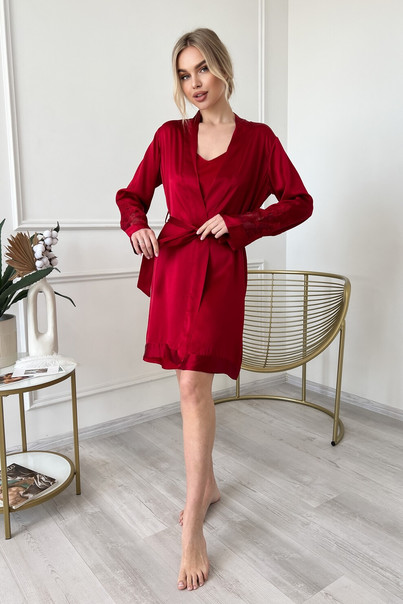 Шелковый комплект женский "Парма", винно-красный. TM"Silk Kiss". Натуральный 100% шелк, Размер: S, изображение 9 Шелковый комплект женский "Парма", винно-красный. TM"Silk Kiss". Натуральный 100% шелк, Размер: S, изображение 9