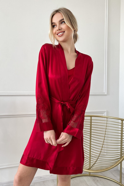 Шелковый комплект женский "Парма", винно-красный. TM"Silk Kiss". Натуральный 100% шелк, Размер: S, изображение 8 Шелковый комплект женский "Парма", винно-красный. TM"Silk Kiss". Натуральный 100% шелк, Размер: S, изображение 8