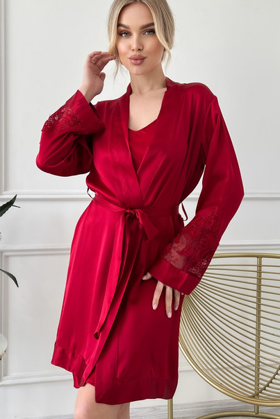 Шелковый комплект женский "Парма", винно-красный. TM"Silk Kiss". Натуральный 100% шелк, Размер: S, изображение 2 Шелковый комплект женский "Парма", винно-красный. TM"Silk Kiss". Натуральный 100% шелк, Размер: S, изображение 2