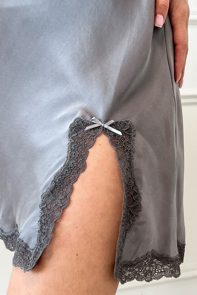 Комбинация шелковая "Левадия", бежево-серый. TM"Silk Kiss". 100% натуральный шелк, Размер: XL, изображение 2