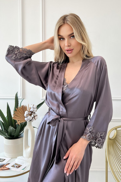 Шовкова жіноча комбінація та халат "Торонто", з кишенями. TM "Silk Kiss". Натуральний 100% шовк. Баклажановий, Розмір: XL[100-shelkovaya-naturalnaya-rozovaya-sorochka-samarkand-silk-kiss-samarkand-xs-32-34-1613.jpg]