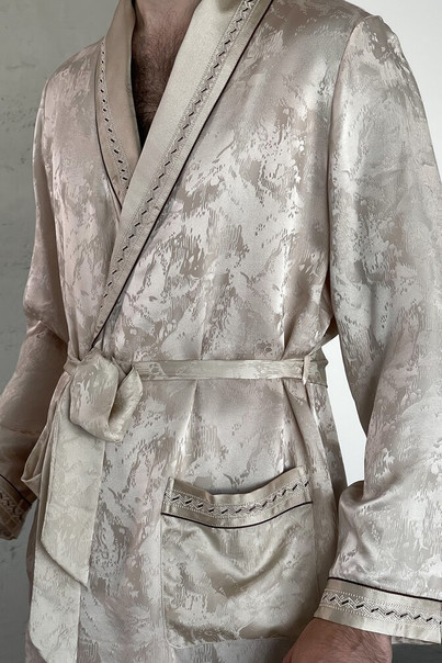 Халат шовковий чоловічий "Персія" пісочний, бежевий. Persia TM "Silk Kiss". Натуральний 100% шовк, Розмір: L[100-shelkovaya-naturalnaya-rozovaya-sorochka-samarkand-silk-kiss-samarkand-xs-32-34-1613.jpg]