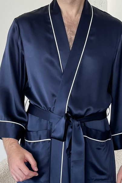 Шовковий чоловічий халат "Оксфорд", синій, 25 мм. TM "Silk Kiss". Натуральний 100% шовк, Розмір: L[100-shelkovaya-naturalnaya-rozovaya-sorochka-samarkand-silk-kiss-samarkand-xs-32-34-1613.jpg]