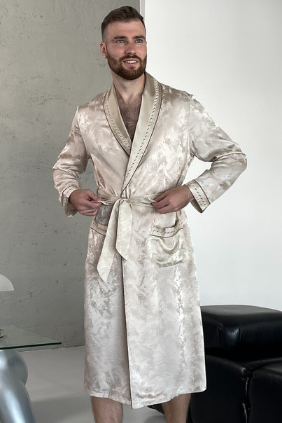 Халат шовковий чоловічий "Персія" пісочний, бежевий. Persia TM "Silk Kiss". Натуральний 100% шовк, Розмір: L[100-shelkovaya-naturalnaya-rozovaya-sorochka-samarkand-silk-kiss-samarkand-xs-32-34-1613.jpg]
