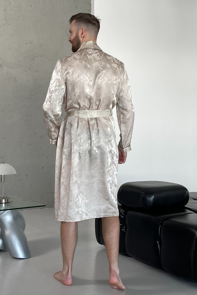 Халат шовковий чоловічий "Персія" пісочний, бежевий. Persia TM "Silk Kiss". Натуральний 100% шовк, Розмір: L[100-shelkovaya-naturalnaya-rozovaya-sorochka-samarkand-silk-kiss-samarkand-xs-32-34-1613.jpg]