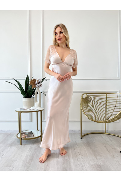 Комбінація шовкова "Лімож", пудрова. TM "Silk Kiss". 100% натуральний шовк, Розмір: XL[100-shelkovaya-naturalnaya-rozovaya-sorochka-samarkand-silk-kiss-samarkand-xs-32-34-1613.jpg]