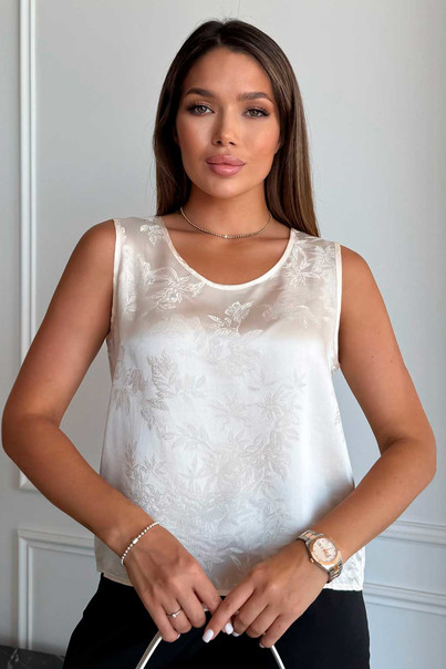 Майка шовкова з візерунком, із натурального шовку Silk Kiss. Колір шампань, Розмір: L[100-shelkovaya-naturalnaya-rozovaya-sorochka-samarkand-silk-kiss-samarkand-xs-32-34-1613.jpg]