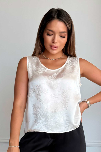 Майка шовкова з візерунком, із натурального шовку Silk Kiss. Колір шампань, Розмір: L[100-shelkovaya-naturalnaya-rozovaya-sorochka-samarkand-silk-kiss-samarkand-xs-32-34-1613.jpg]