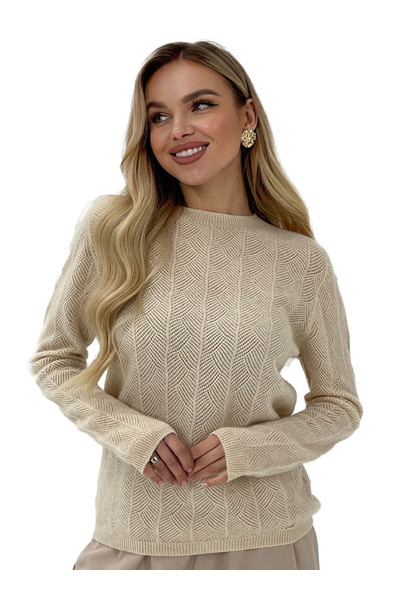 Свитер из натуральной 100% шерсти женский, бежевый Silk KIss Wool Crace, Цвет: Бежевый, Размер: L, изображение 3 Свитер из натуральной 100% шерсти женский, бежевый Silk KIss Wool Crace, Цвет: Бежевый, Размер: L, изображение 3