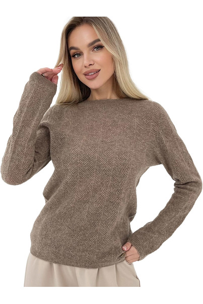 Свитер из натуральной 100% шерсти женский, коричневый Silk KIss Wool Crace, Размер: XXL, изображение 2 Свитер из натуральной 100% шерсти женский, коричневый Silk KIss Wool Crace, Размер: XXL, изображение 2