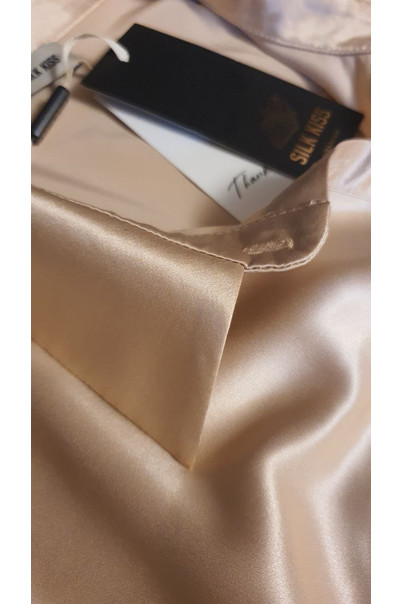 Шелковая рубашка женская из натурального шелка, Песочно-персикового цвета. TM"Silk Kiss". 100% шелк, Цвет: Бежевый, Размер: S, изображение 3