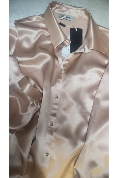 Шелковая рубашка женская из натурального шелка, Песочно-персикового цвета. TM"Silk Kiss". 100% шелк, Цвет: Бежевый, Размер: S, изображение 5