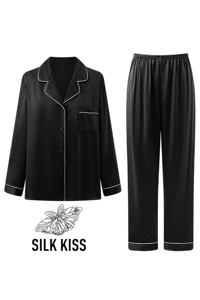 Шелковая мужская пижама "Лондон". TM"Silk Kiss". London. Натуральный 100% шелк. Черная, Размер: XL, изображение 4