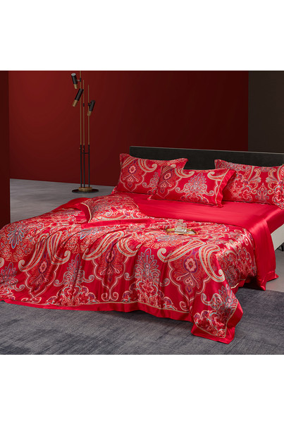 Silk bed linen, made of natural silk, red. Duvet cover, sheet, 2 pillowcases. Eastern temptation. Silk Kiss[100-shelkovaya-naturalnaya-rozovaya-sorochka-samarkand-silk-kiss-samarkand-xs-32-34-1613.jpg]