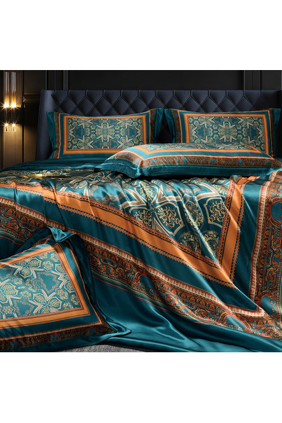 Set of silk bed linen, with patterns. 1001 nights. Natural 100% silk[100-shelkovaya-naturalnaya-rozovaya-sorochka-samarkand-silk-kiss-samarkand-xs-32-34-1613.jpg]