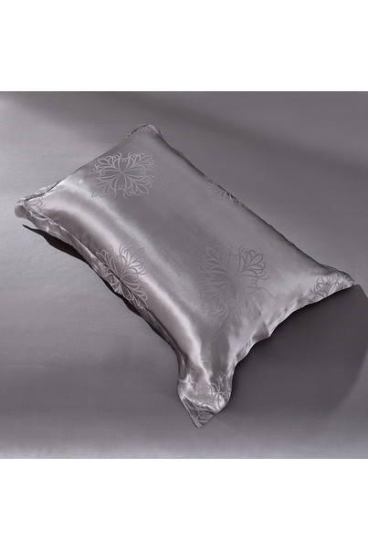 Наволочка шелковая из натурального шелка. Серая с узором. Дамаск. Silk Kiss. Размер 50 х 70 см. Двусторонняя, изображение 4