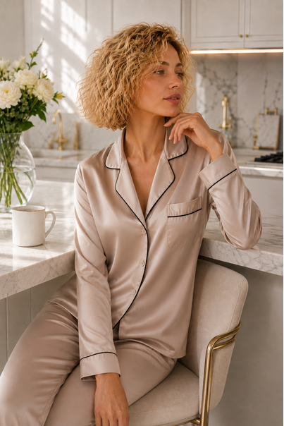 Шовкова піжама жіноча, з натурального 100% шовку "Перлина" | Silk Kiss | S, M, L, XL, Розмір: S[100-shelkovaya-naturalnaya-rozovaya-sorochka-samarkand-silk-kiss-samarkand-xs-32-34-1613.jpg]