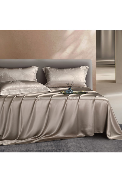 Постельное белье шелковое, из натурального шелка, бежевое. Пододеяльник, простыня, 2 наволочки. Роскошный перламутр. Silk Kiss, изображение 6