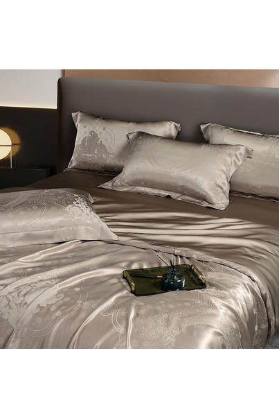 Постельное белье шелковое, из натурального шелка, бежевое. Пододеяльник, простыня, 2 наволочки. Роскошный перламутр. Silk Kiss, изображение 8