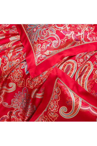 Silk bed linen, made of natural silk, red. Duvet cover, sheet, 2 pillowcases. Eastern temptation. Silk Kiss[100-shelkovaya-naturalnaya-rozovaya-sorochka-samarkand-silk-kiss-samarkand-xs-32-34-1613.jpg]