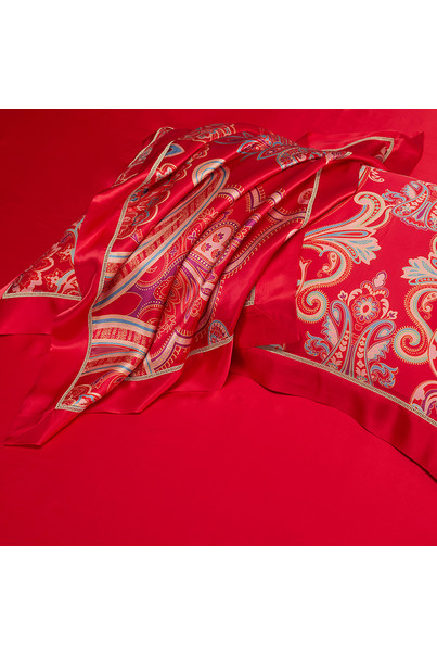 Silk bed linen, made of natural silk, red. Duvet cover, sheet, 2 pillowcases. Eastern temptation. Silk Kiss[100-shelkovaya-naturalnaya-rozovaya-sorochka-samarkand-silk-kiss-samarkand-xs-32-34-1613.jpg]