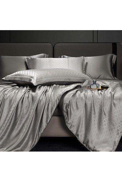 Постільна білизна шовкова, з натурального шовку. Підковдра, простирадло, 2 наволочки. Сірий. Шепіт під зірками. Silk Kiss[100-shelkovaya-naturalnaya-rozovaya-sorochka-samarkand-silk-kiss-samarkand-xs-32-34-1613.jpg]