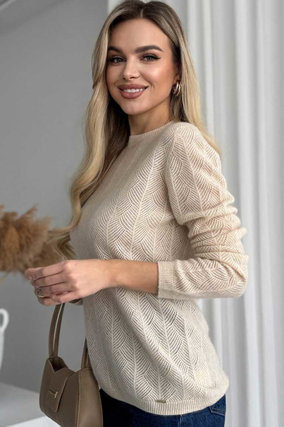 Свитер из натуральной 100% шерсти женский, бежевый Silk KIss Wool Crace, Цвет: Бежевый, Размер: L, изображение 8 Свитер из натуральной 100% шерсти женский, бежевый Silk KIss Wool Crace, Цвет: Бежевый, Размер: L, изображение 8