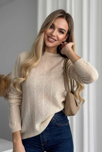 Свитер из натуральной 100% шерсти женский, бежевый Silk KIss Wool Crace, Цвет: Бежевый, Размер: L, изображение 7 Свитер из натуральной 100% шерсти женский, бежевый Silk KIss Wool Crace, Цвет: Бежевый, Размер: L, изображение 7