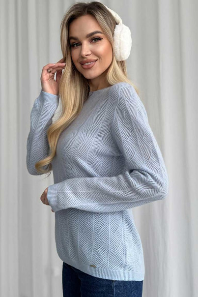 Свитер из натуральной 100% шерсти женский, голубой Silk KIss Wool Crace, Размер: M, изображение 5
