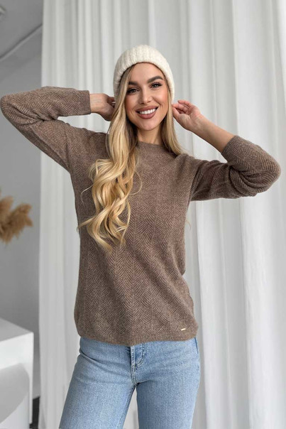 Свитер из натуральной 100% шерсти женский, коричневый Silk KIss Wool Crace, Размер: XXL, изображение 4 Свитер из натуральной 100% шерсти женский, коричневый Silk KIss Wool Crace, Размер: XXL, изображение 4