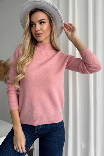 Свитер из натуральной 100% шерсти женский, розовый Silk KIss Wool Pattern, Размер: S, изображение 2 Свитер из натуральной 100% шерсти женский, розовый Silk KIss Wool Pattern, Размер: S, изображение 2