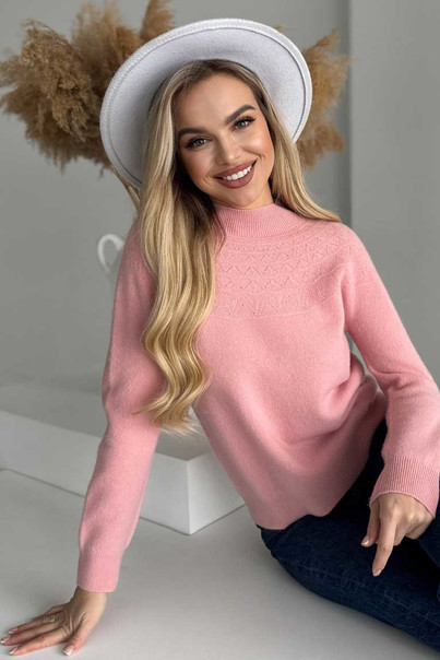 Свитер из натуральной 100% шерсти женский, розовый Silk KIss Wool Pattern, Размер: S, изображение 5 Свитер из натуральной 100% шерсти женский, розовый Silk KIss Wool Pattern, Размер: S, изображение 5