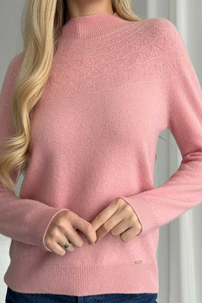 Свитер из натуральной 100% шерсти женский, розовый Silk KIss Wool Pattern, Размер: S, изображение 4 Свитер из натуральной 100% шерсти женский, розовый Silk KIss Wool Pattern, Размер: S, изображение 4