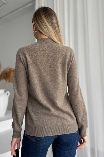 Свитер из натуральной 100% шерсти женский, коричневый шерстяной Silk KIss Wool Pattern, Размер: S, изображение 7 Свитер из натуральной 100% шерсти женский, коричневый шерстяной Silk KIss Wool Pattern, Размер: S, изображение 7